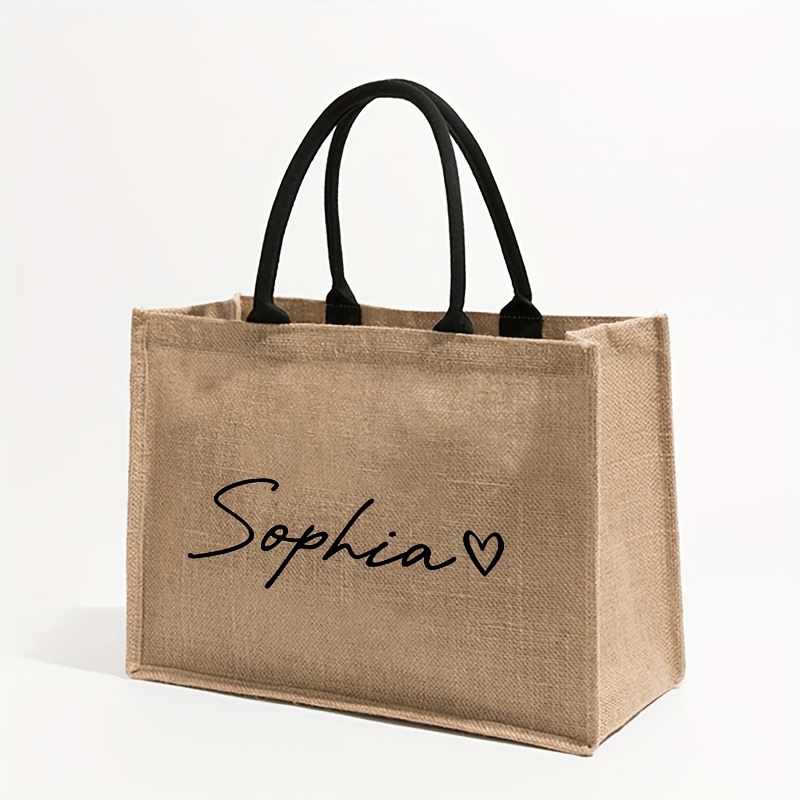 Image of 1pc Custom Name Pattern Shopping Large Personalized Beach Bag Monogrammed Gift Tote Bag For Women Bag For Girls Couple Gift, Women's Travel Toiletry Storage Pouch