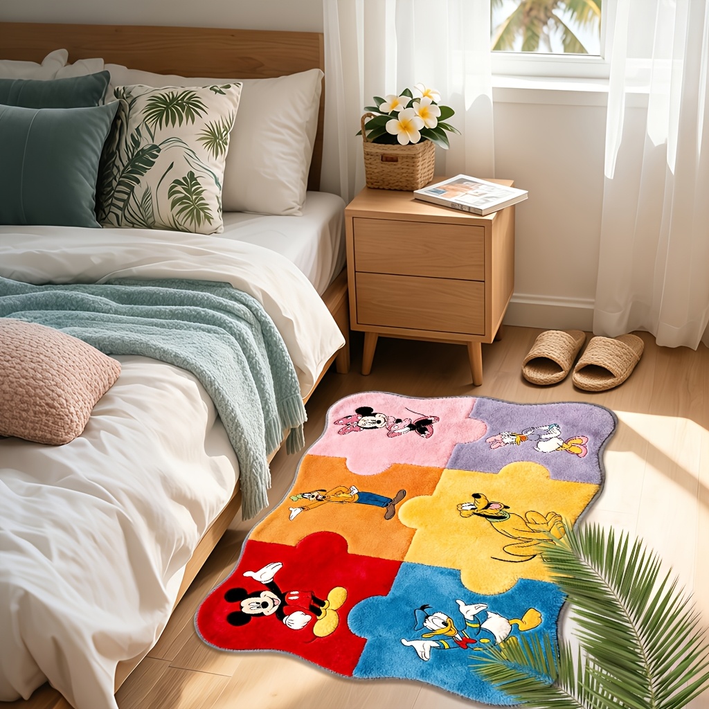 TEMU Tappeto da 2D PIATTO 1 pz ondulato irregolare YX157 - Motivo con personaggi di , Minnie, , , Pippo, Pluto - Tappeto , e confortevole, per camera