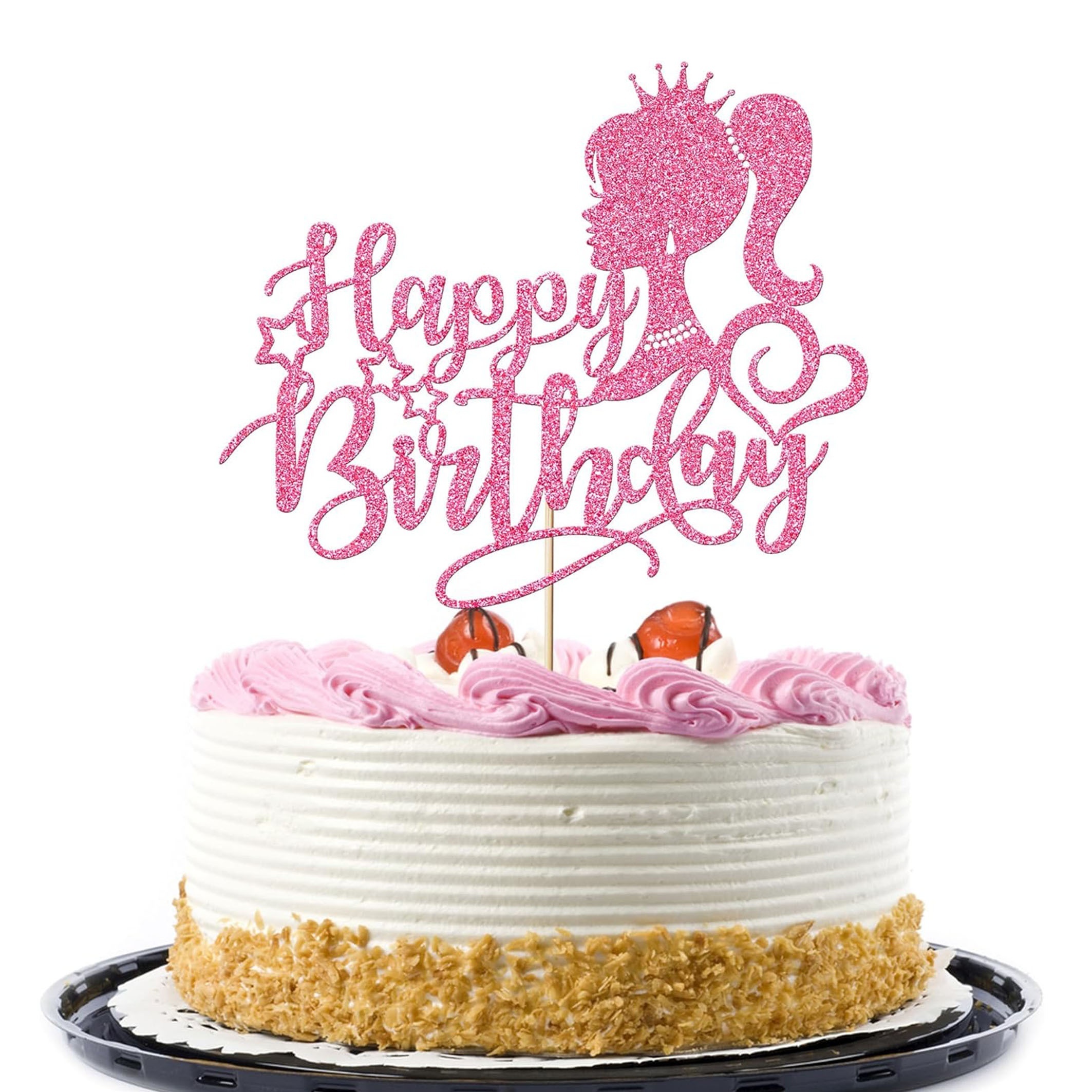 

Princess-themed Pink Birthday Cake Topper - Girls' Parties, Showers & Weddings