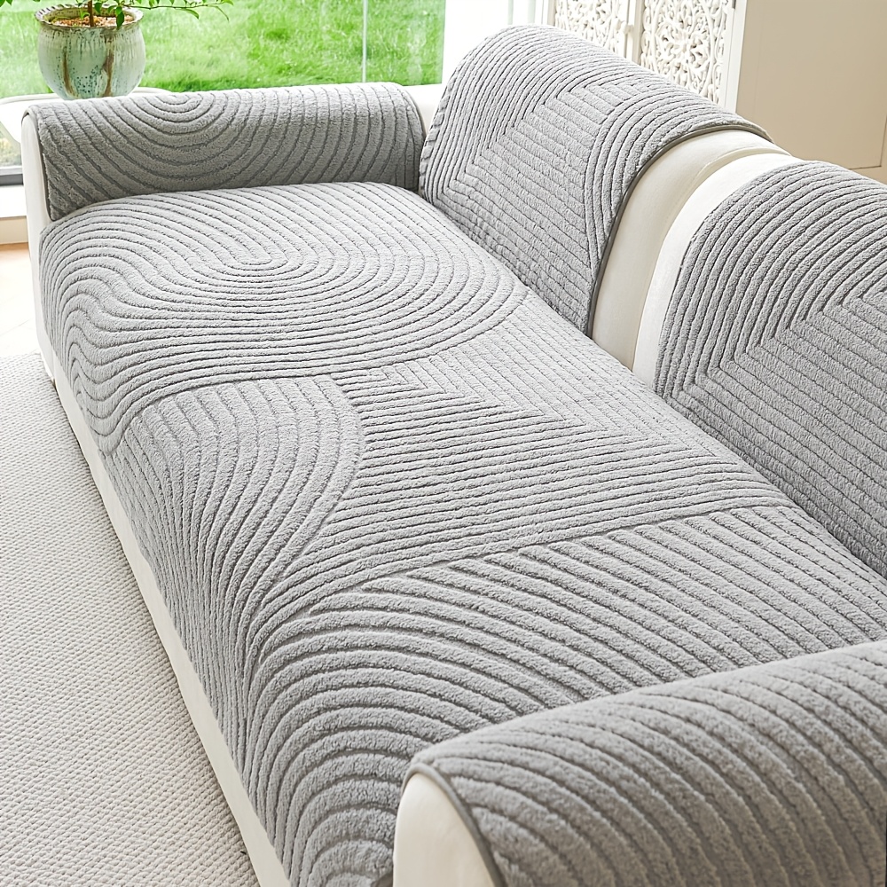 E-shop Moderner Plüsch Sofabezug, Unifarbenes Jacquard Sitzsofabezug, Geeignet für alle Jahreszeiten, Effektives Sitzkissen, Katzenkrallenbeständig,