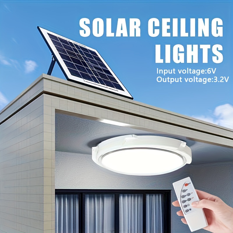 

1pc Solar Indoor/outdoor Waterproof Lights, Solar Porch Ceiling Lights With Remote Control, Solar Barn Lights, Solar Ceiling Lights