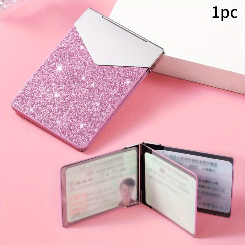 Image of Shiny Anti-theft Card Holder, Women's Id Card Wallet, Credit Card Case, Ultra-thin Minimalist Credit Card And Id Card Sleeve, Women's Credit Card Organizer
