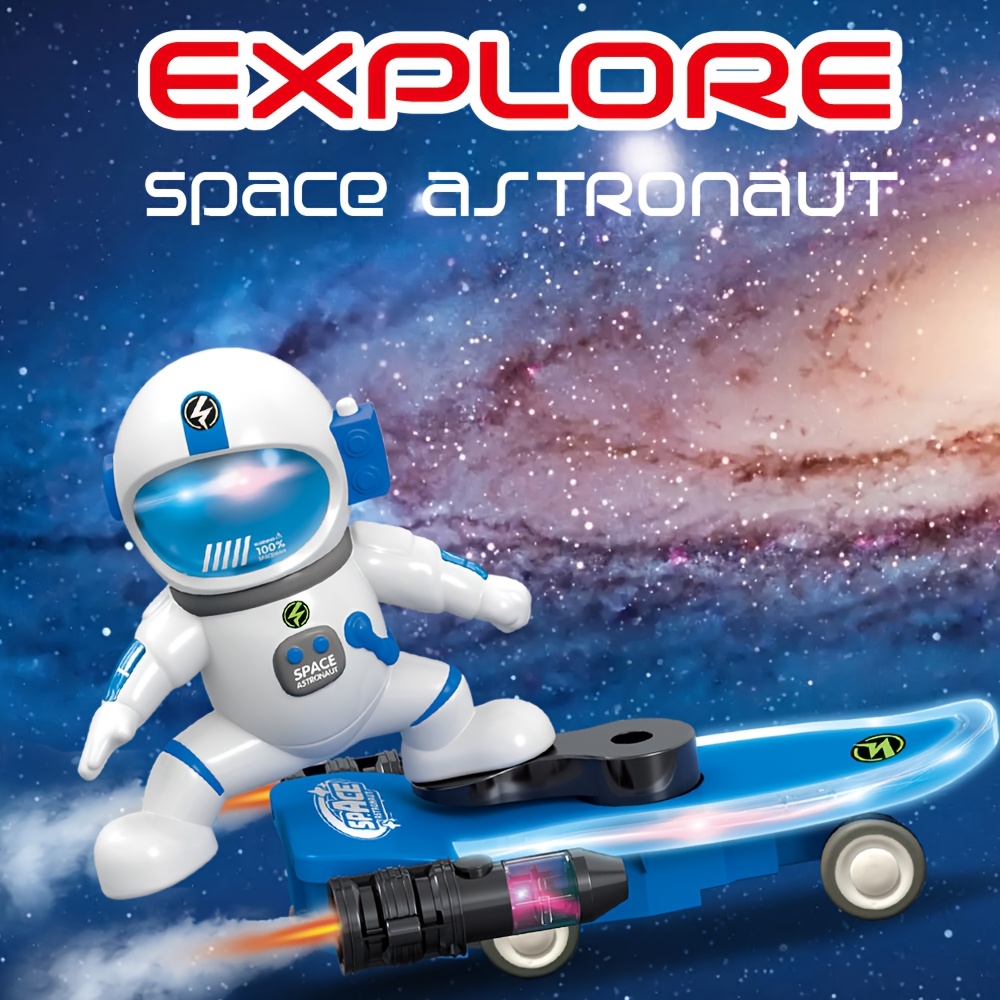 5-in-1 Space Explorer Skateboard Toy with Lights & Spray, 360° Rotating Multi-Play Remote Control Car, Indoor/Outdoor Rechargeable RC Car, Vibrant Colors (Red, Green, Blue, Purple, Yellow) - Perfect Birthday, Easter Gift for Boys & Girls, Space Toy, Imaginative Play, Playful Design, Durable Plastic