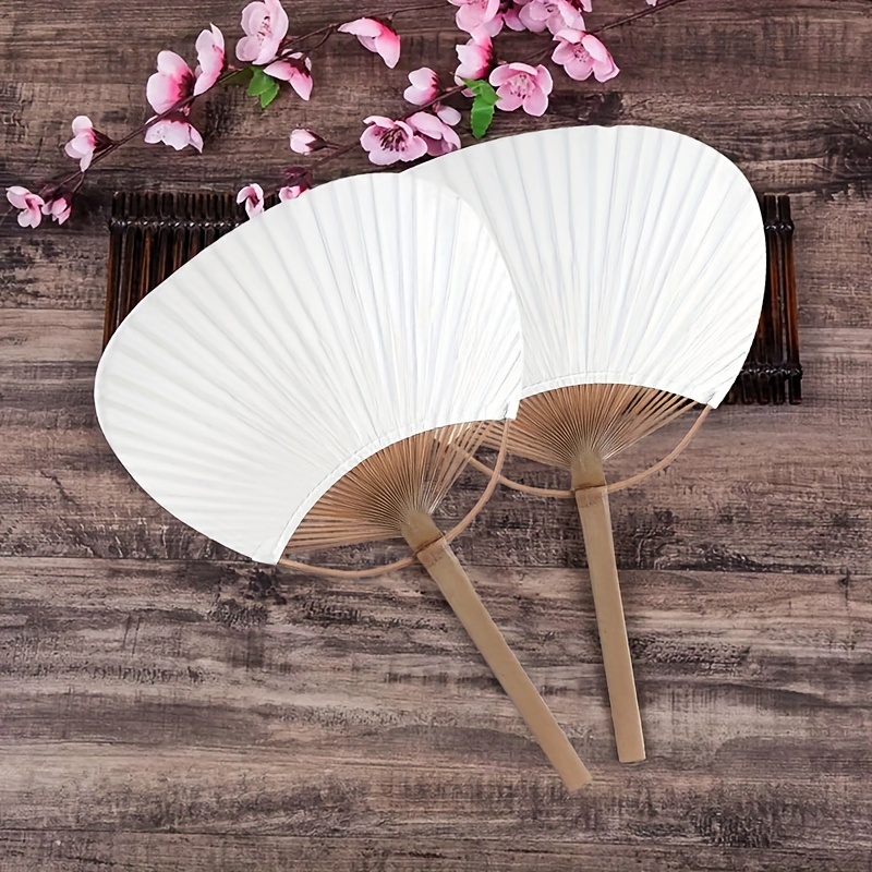 20pcs Wedding Fans Pai Pai Bambu Pure White Bamboo Handle Blank Calligraphy Painting Blank Group Fan White Fan Summer Hand Fan details 5