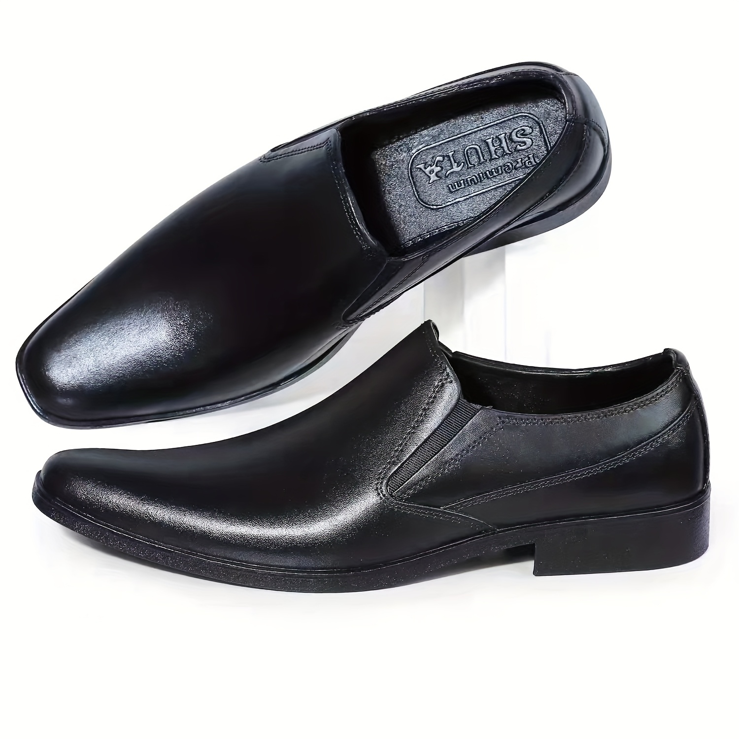 TEMU Men's Slip-on Shoes, Black, Business Casual Dress Shoes, Pointed Toe