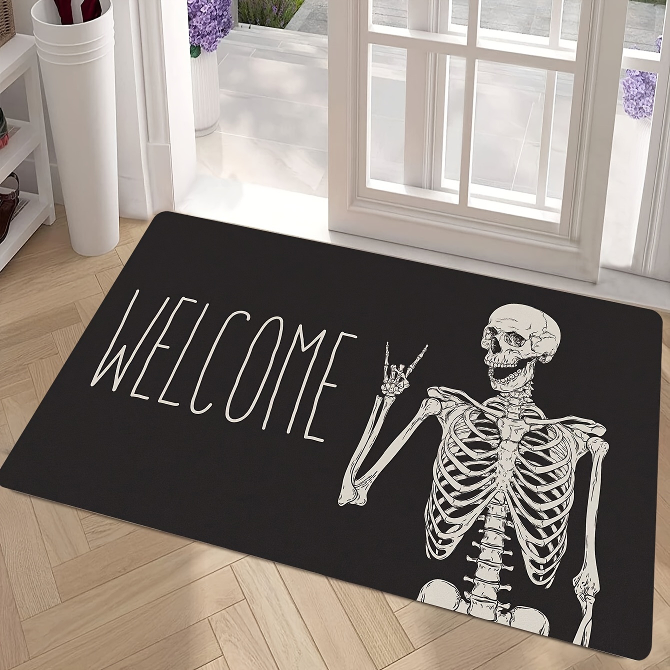 

Halloween Welcome Doormat - Non-slip, Machine Washable, Low Pile, Stain Resistant Polyester Entrance Rug For Indoor And Outdoor - Rectangular, Festive Decoration Under 700g/m²