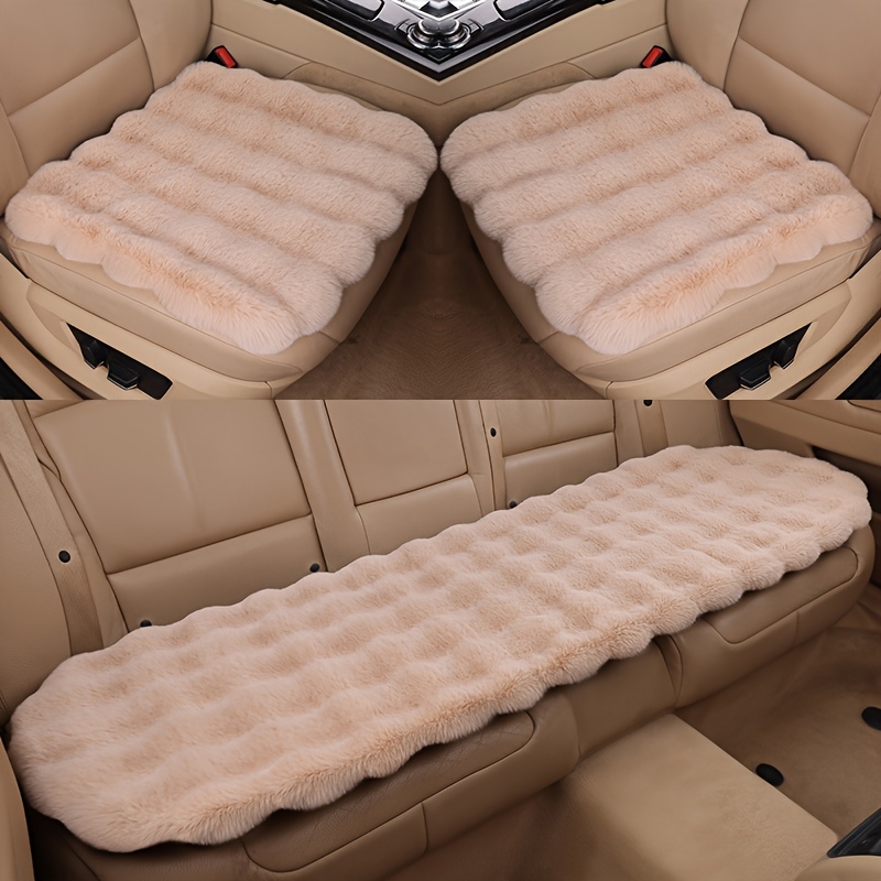 TEMU Nouvel ensemble de coussins de siège de voiture d'hiver, coussin de siège chauffant épaissi à bulles en peluche nuage, ensemble de 3 pièces,