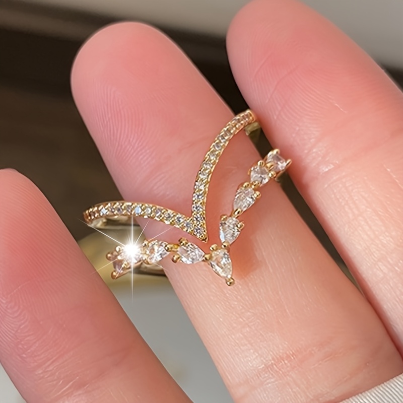 Women's Star Moon V-Shaped Double-Layer Adjustable Ring
