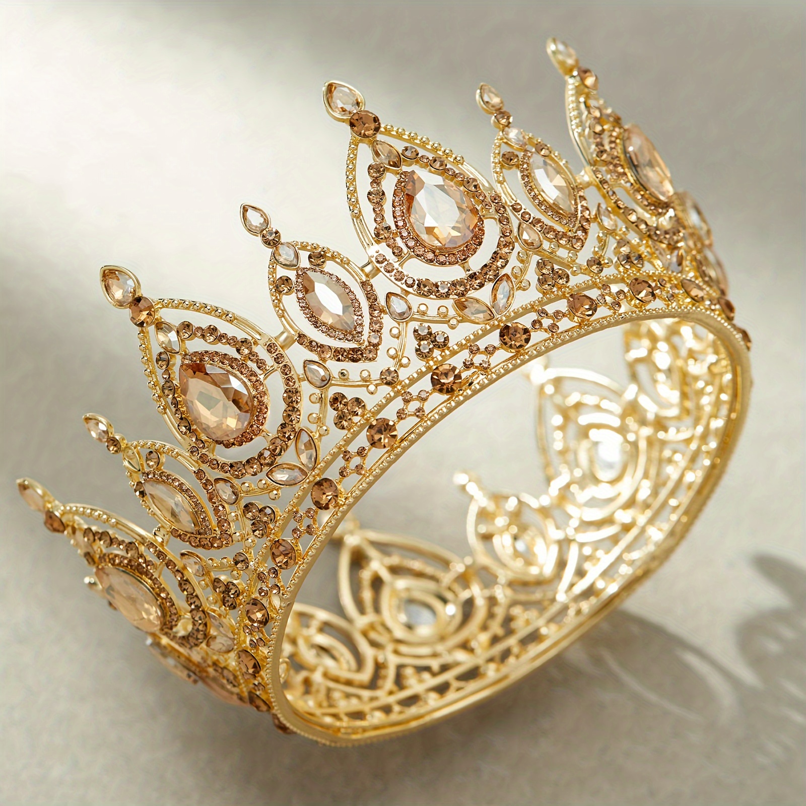 

1pc Elegant Vintage Alloy Crown With Accents - Solid Color Dress Up Headband For Weddings, Birthdays, , And Pageants - Single Piece Queen Tiara Hair Accessory