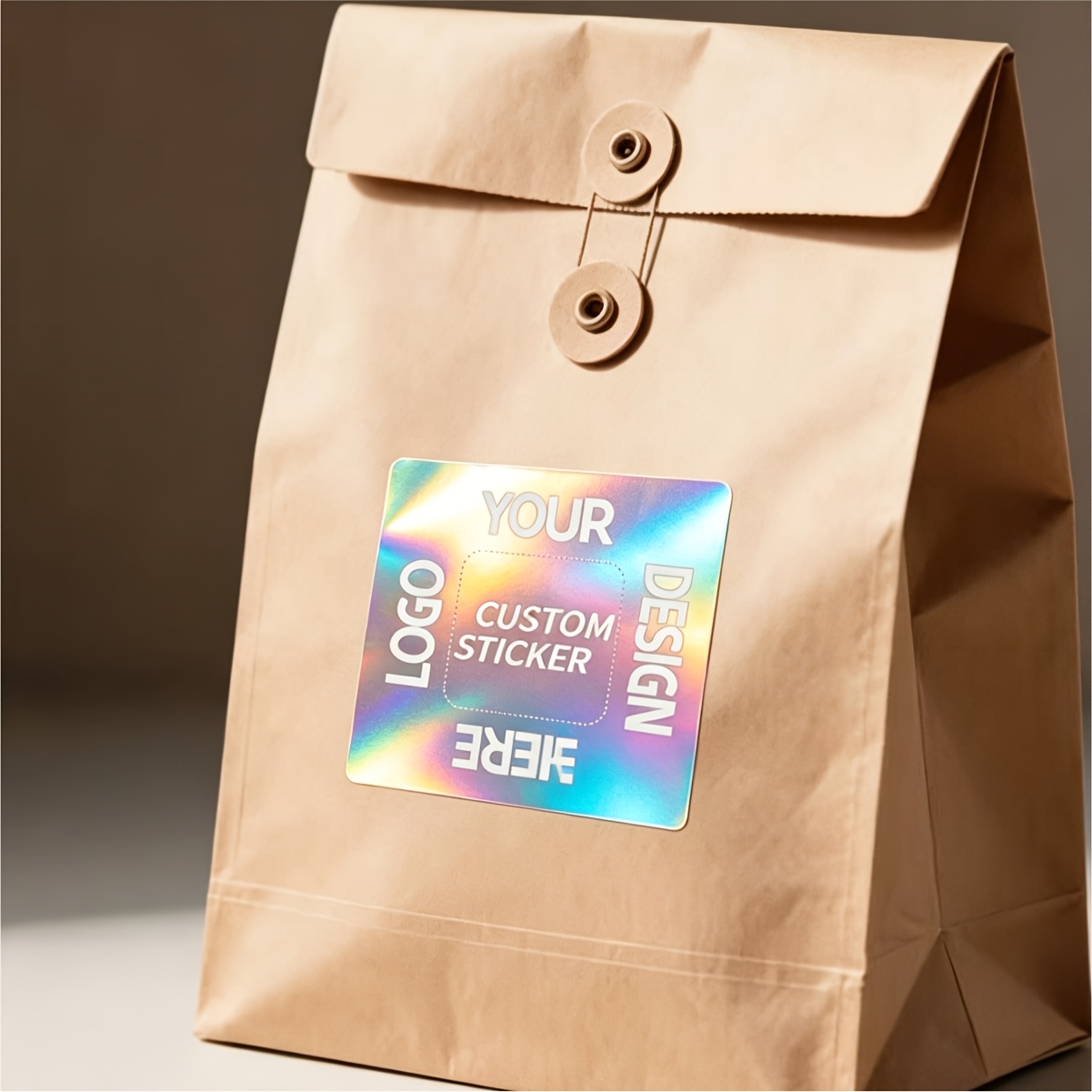 Rounded Square Holographic Laser Stickers, Durable and Self-Adhesive