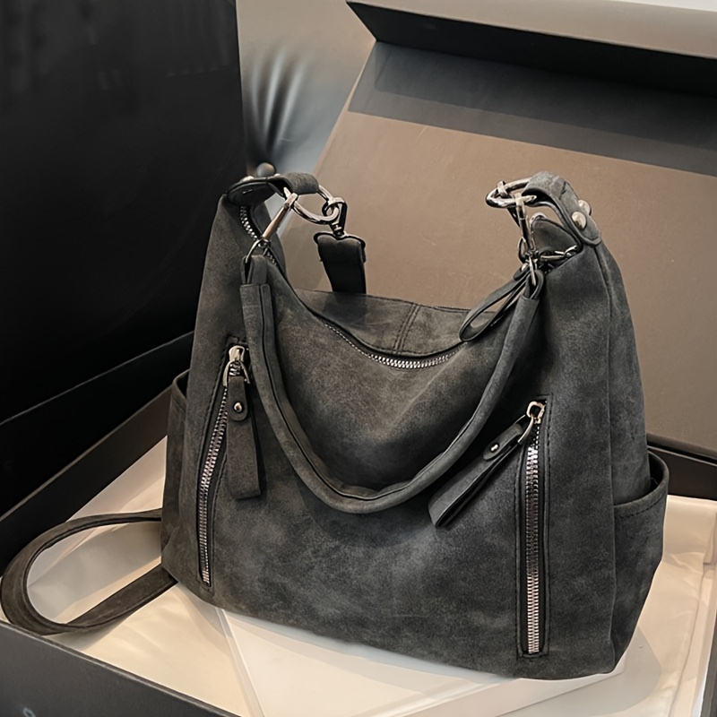 Image of Women's Vintage Multi-pocket Handbag, Large Capacity Zip Closure Shoulder Bag, Daily Body Bag, Phone Pouch