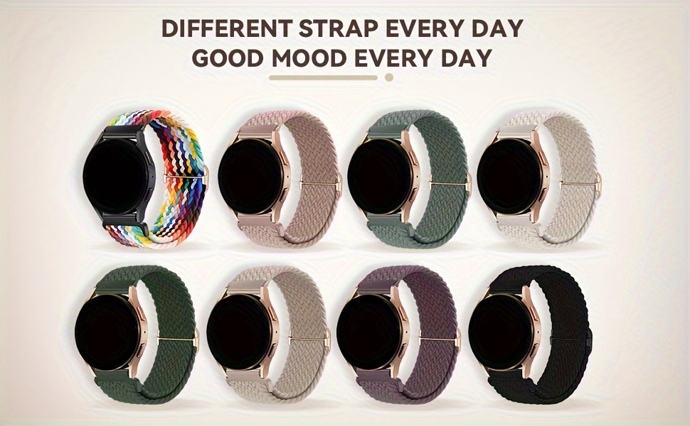 1pc 20mm Braided Bands Compatible With Samsung Galaxy Watch 6/5/4 40mm 44mm/Watch 5 Pro 45mm/Watch 6/4 Classic 43mm 47mm 42mm 46mm/Active 2/Active/Watch 3 41mm, Elastic Stylish Release Bands