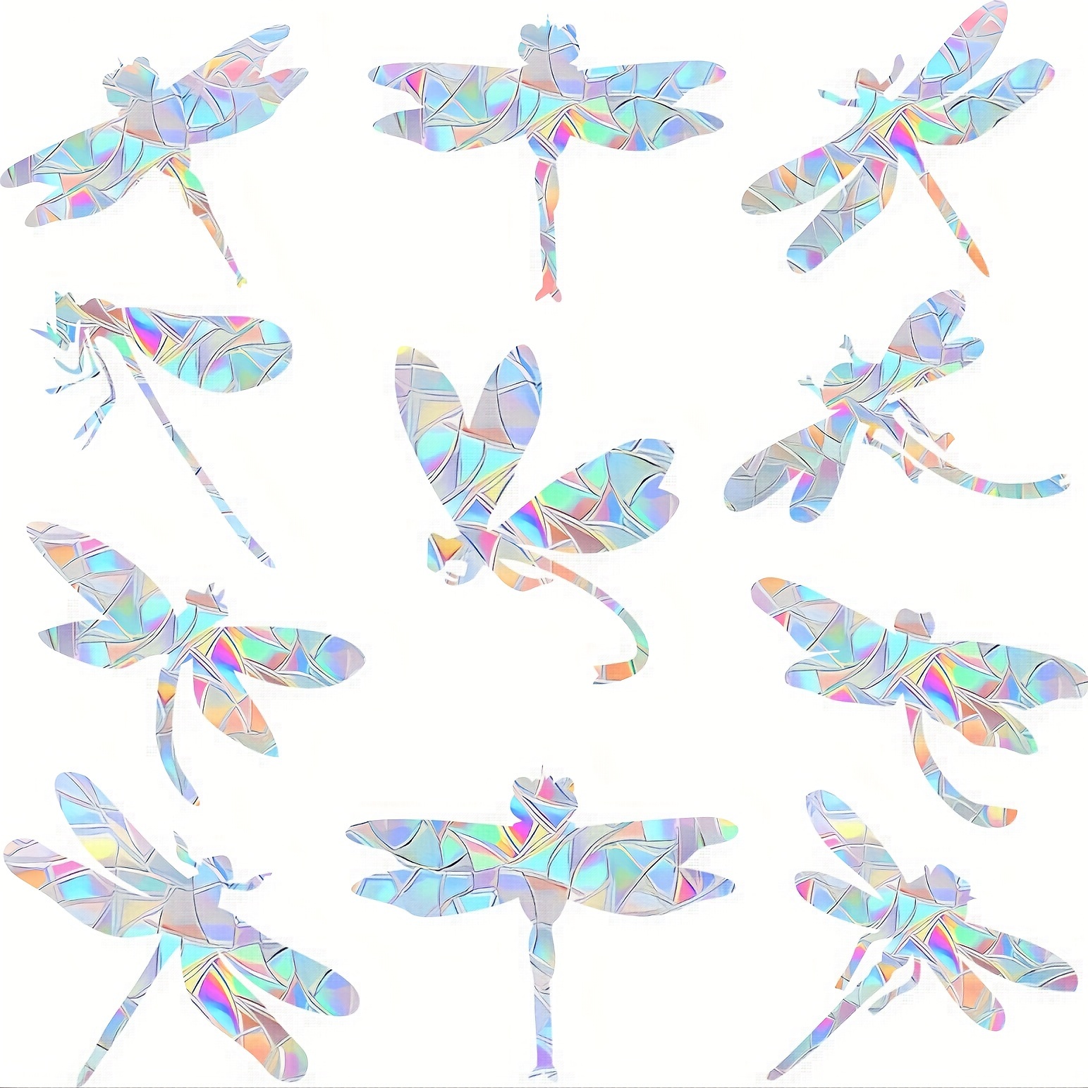 11pcs Dragonfly Window Decals For Bird Strikes - Anti-collision Window Decals To Birds From Window , Non Adhesive Reusable Vinyl (colorful Stickers)