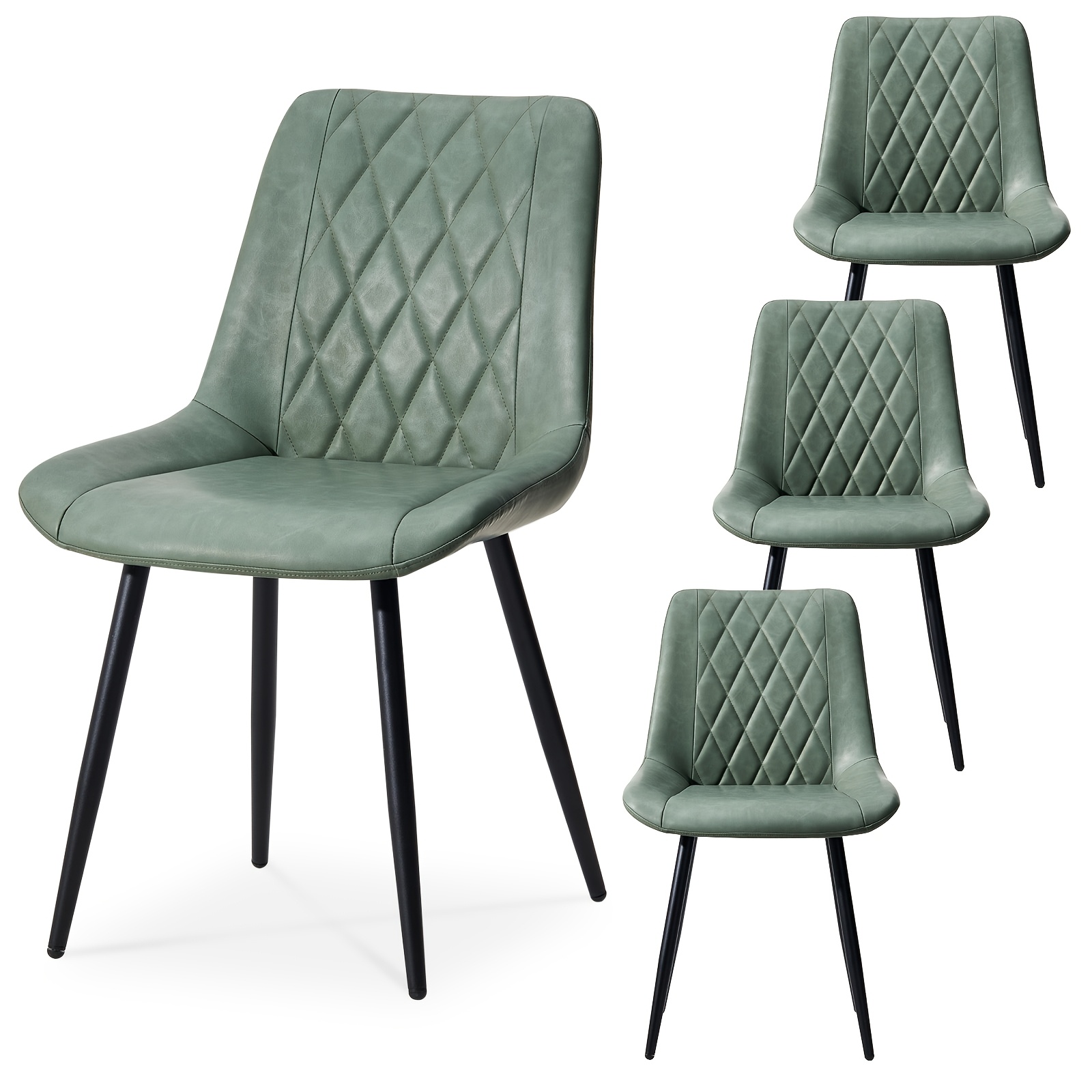 Image of Reception Chair Set Of 4 Faux Leather Occasional Guest Chairs With Metal Legs, Office Chairs