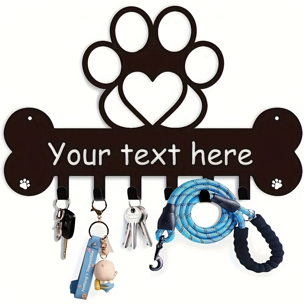 TEMU A Customized Wall-mounted Dog Leash Holder With A Cute Bone And Paw Print Design, Perfect For Organizing . An Ideal Metal Key Hook And A