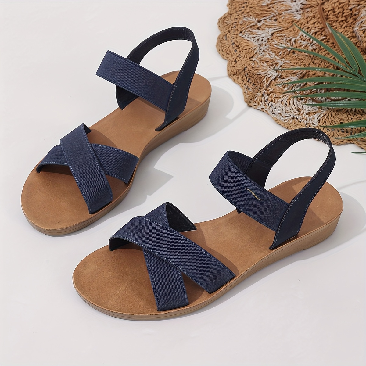 womens summer cross strap flat sandals soft fabric upper breathable open toe design slip on   with cushioned tpr sole for casual walking shopping vacation burgundy strappy sandals casual attire synthetic cover insole Product details 3