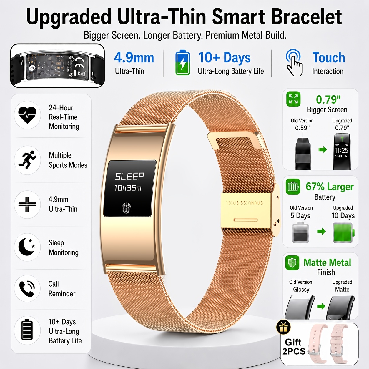 Ultra-Thin Smart Bracelet with Long Battery Life