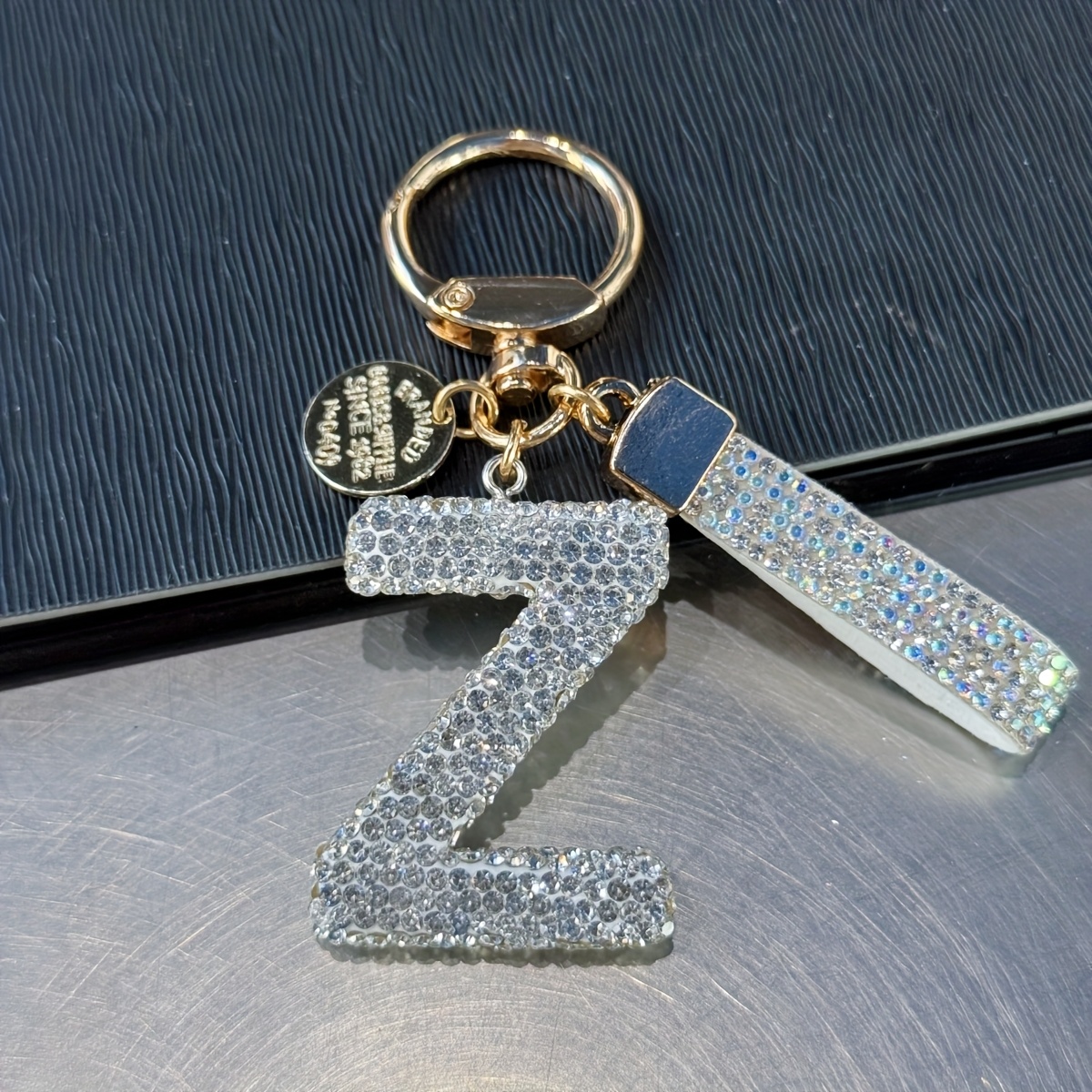 Schlüsselanhänger Mit Buchstabe Z – Mit Strasssteinen, Silberfarben, Ca. 3,5 Cm