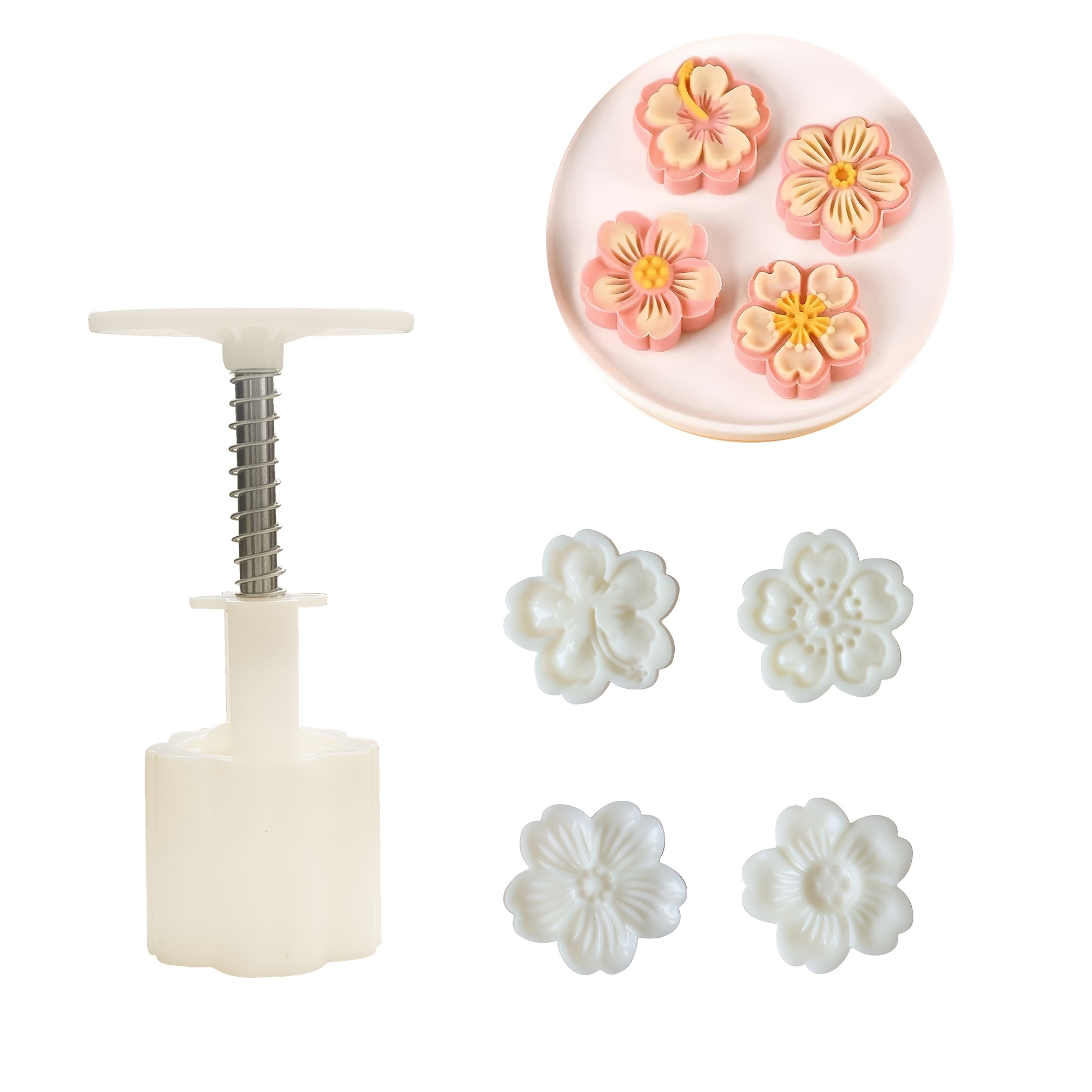 Image of Mooncake Mold Set, Diy Hand-pressed Mooncake Seal, Mung Bean Cake, , Mid- Cake And Pastry Mold, Cookie Seal, Flower Mooncake Mold, Baking Tools, Kitchen Gadgets, Molding.