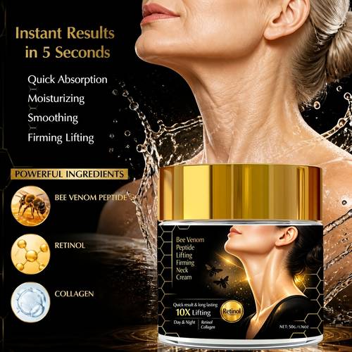 powerful tightening 10x collagen bee tightens double chin and neck cream rich in collagen retinol nicotinamide and hyaluronic acid making neck smoother and bee care cream suitable for types