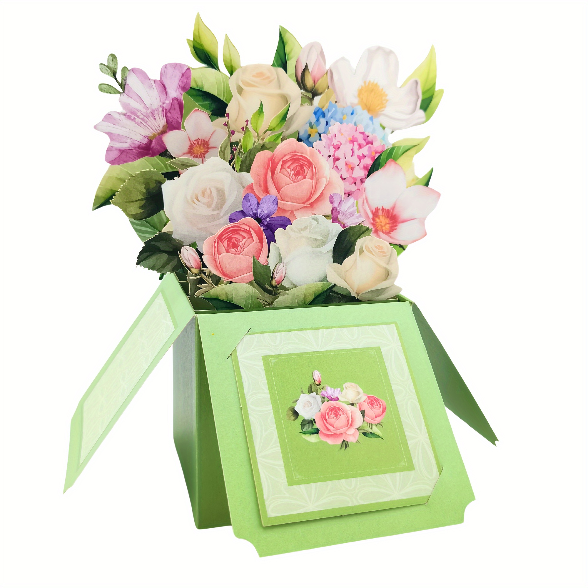 E-shop Eine Blumen-Popup-Box-Karte, weiße Rose, , Kamelie, Grußkarte zum Nachdenken über dich, , Geburtstag, Fröhlicher Muttertag, , Danke,