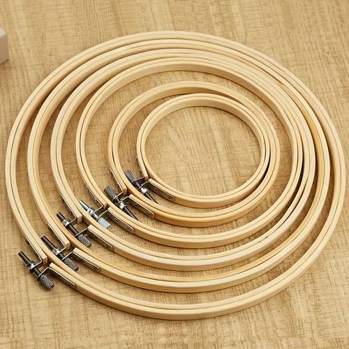 5pcs wooden embroidery hoops set adjustable round cross stitch hoop ring inch bamboo embroidery frame for embroidery cross stitch supplies craft and wall decor