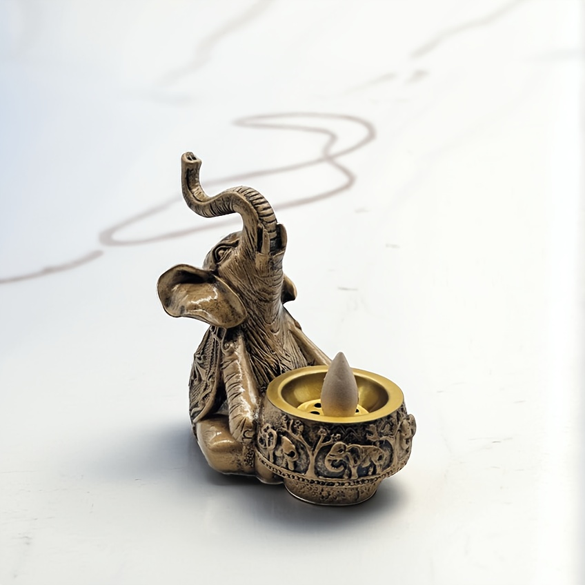 1pc New Animal Sweep Golden Elephant Incense Holder Table Study Room Decoration Home Decor Ornaments