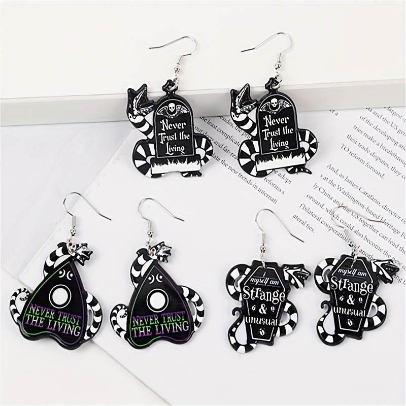 

Personalized Punk Style Letter Snake Tombstone Earrings, Women's Party Decoration Acrylic Printed Earrings