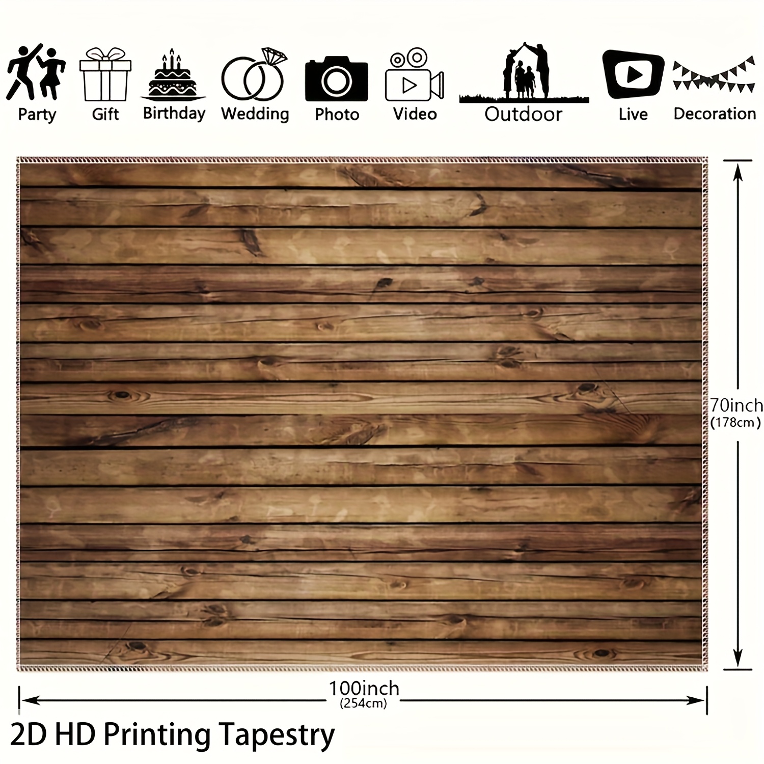 Vintage Landscape Photo Tapestry 2d Log Plank Texture Polyester_voghion.com