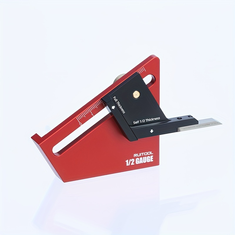 Image of Marking Gauge, Self 1/2 Thickness Scriber, Aluminum Alloy Adjustable Height Gauge 0-58mm Measuring Stroke For Table Saw Dovetail Tenon Making Sawing Auxiliary Diy Woodworking Tools