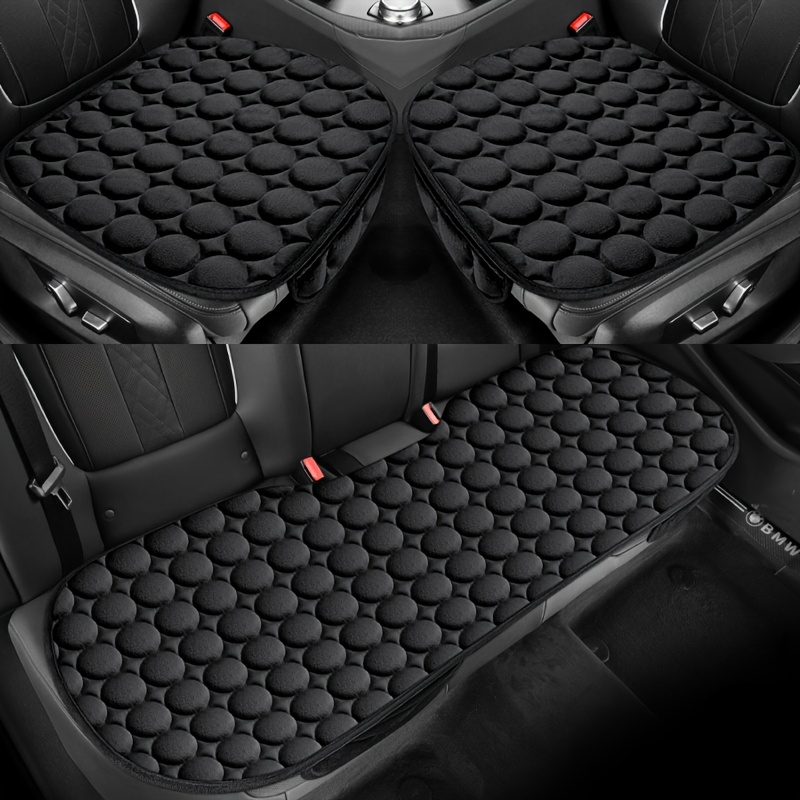 TEMU Winter New Plush Car Seat Covers 3pcs Set, Fashionable Round Quilted Warm And Comfortable For Suv And Pickup Trucks, . Durable, Aesthetic, And