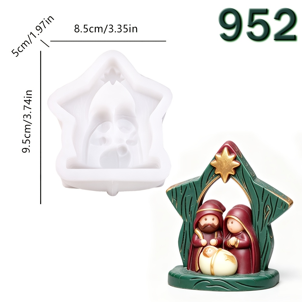 TEMU 1pc Star Brand 1-cavity Family Of 3 Silicone Mold Suitable For Resin Epoxy Casting, Diy Crafts, Christmas & Mother's Day Gifts - Soft Demoldable