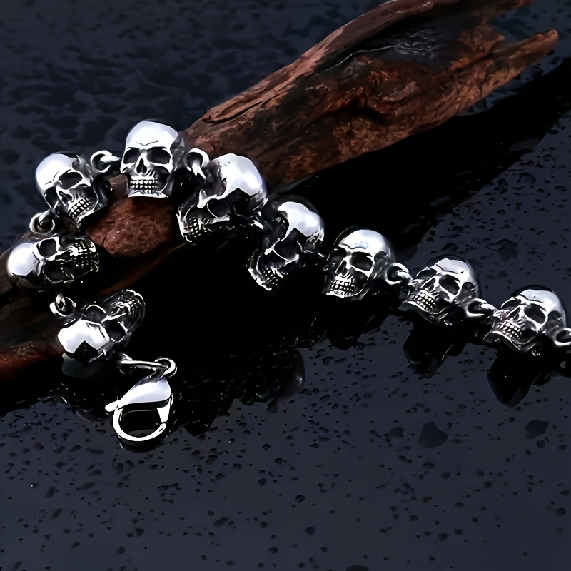 Retro Skull Bracelet, Punk Gothic Style, Halloween Gift