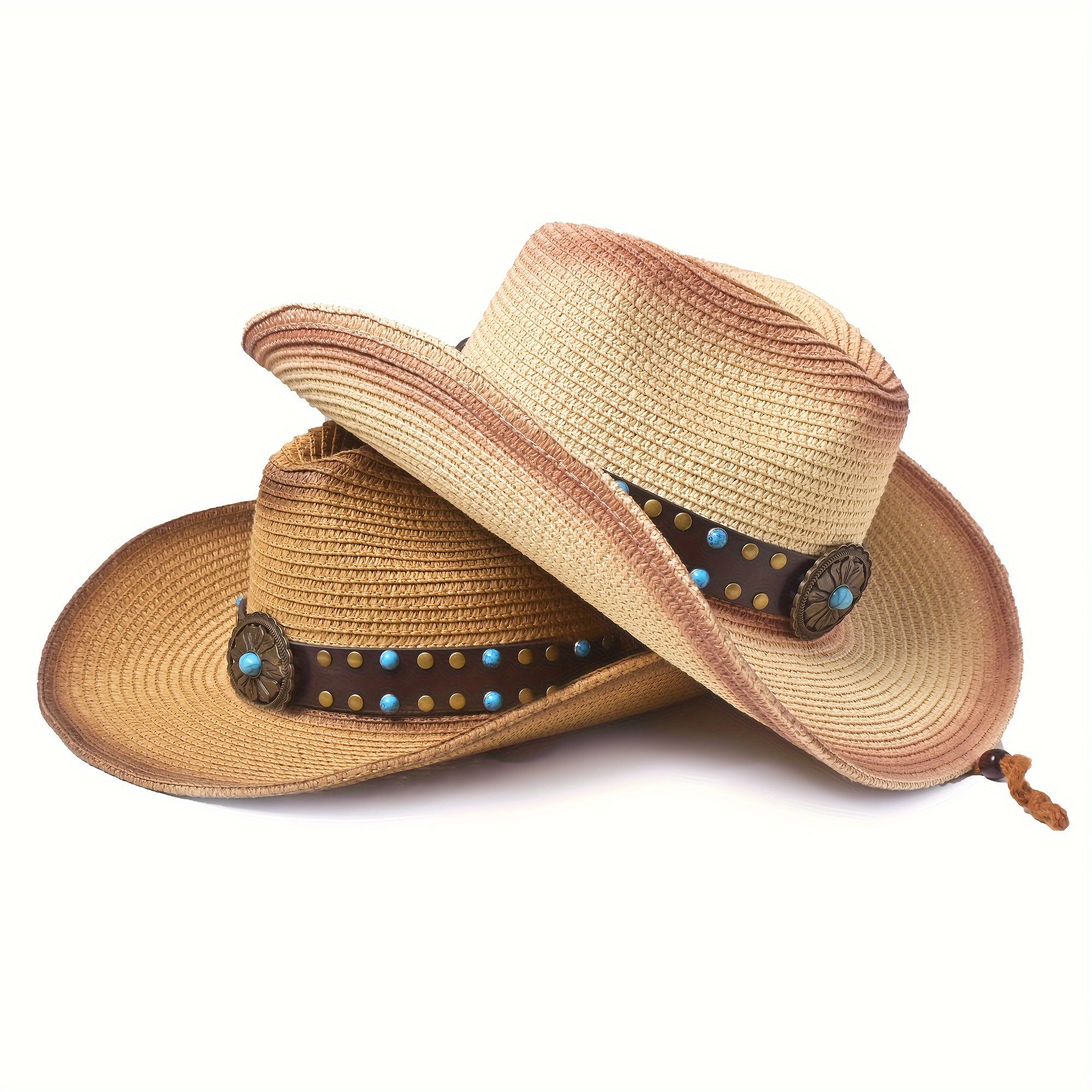 Vintage Gem! Embroidered Straw Hat with Colorful Accents womens vintage cowgirl hat embroidery natural - Temu main image 3