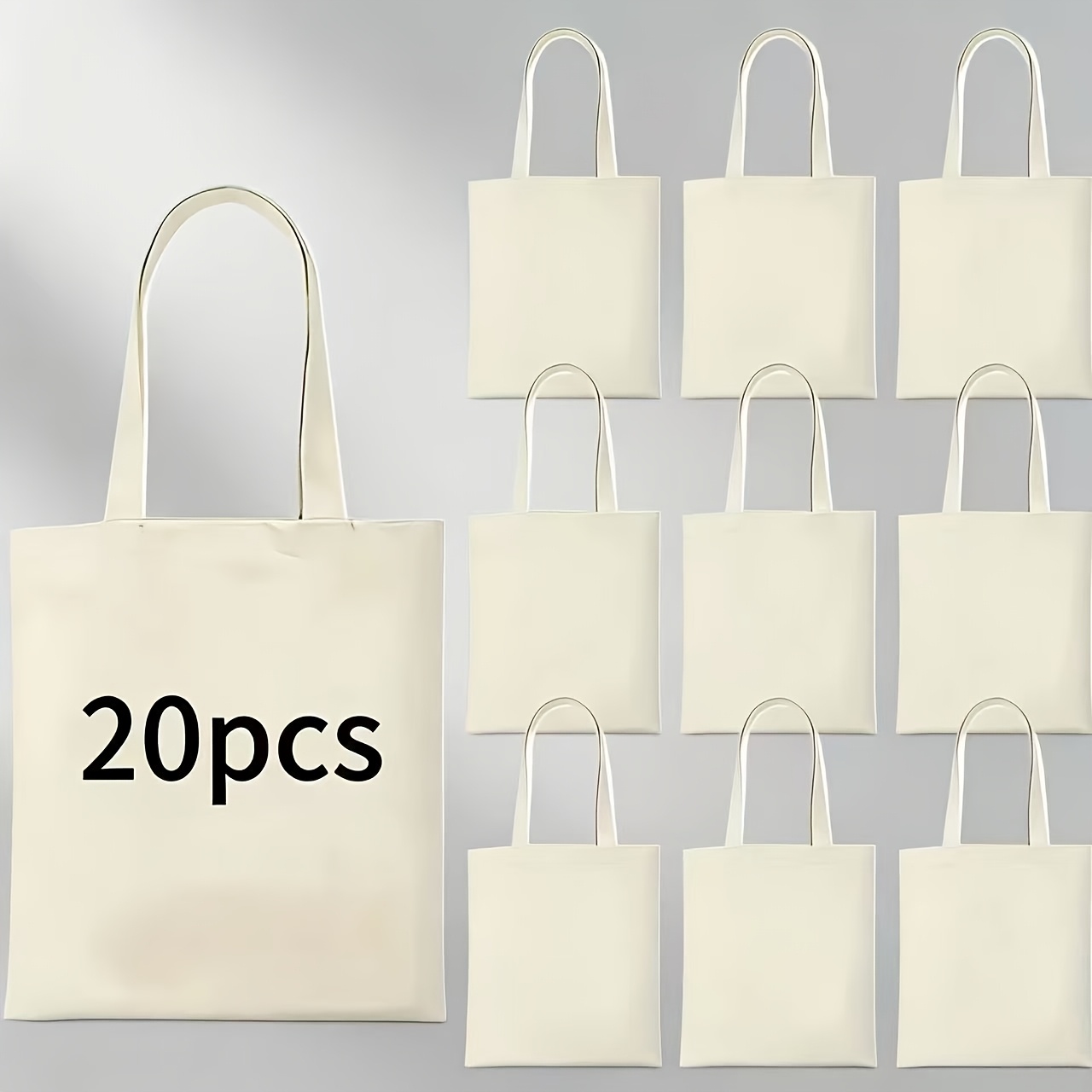 TEMU Sac vierge 30 x 35 cm, 20 pièces, logo/patron personnalisable, sac de courses DIY peint à , sac fourre-tout étudiant, grand sac vierge pur, logo