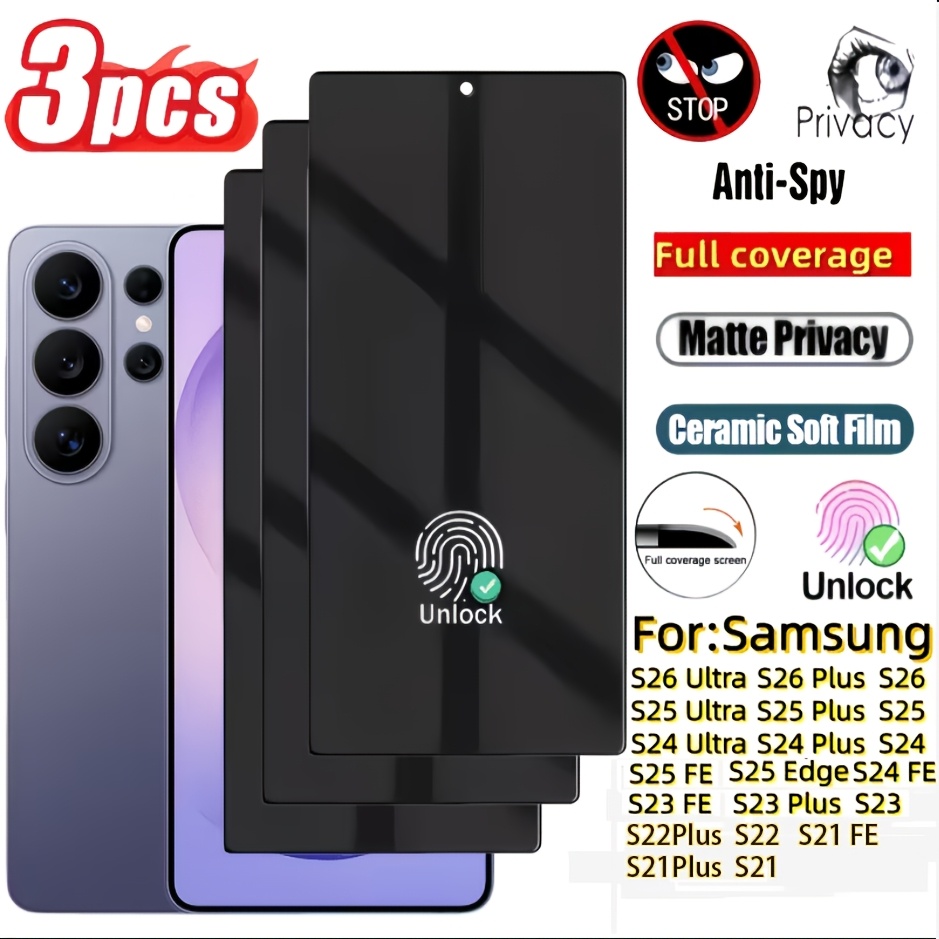 TEMU 3-pack Matte Frosted Privacy Ceramic Full Coverage Screen Protector, Compatible With Galaxy S26 Ultra/s25 Ultra/s24