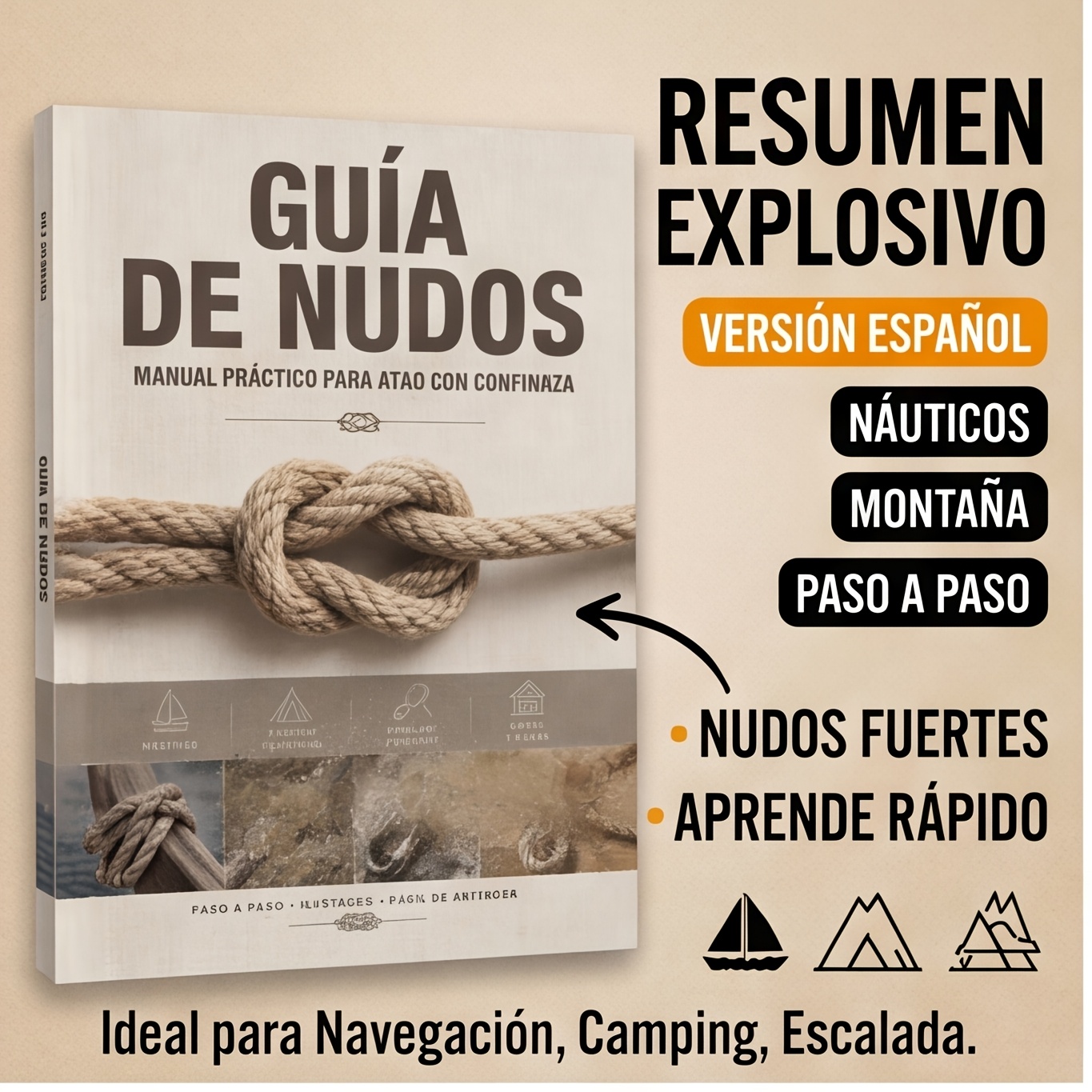 TEMU Cuaderno de la Serie Entusiasta del - Guía de Nudos Edición Española: Manual Práctico de con y Notas
