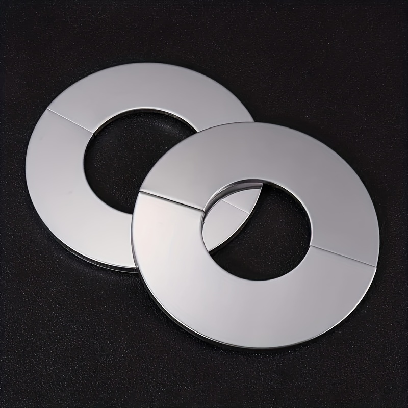 Image of 2pcs Self-adhesive Stainless Steel Faucet Decorative Cover Shower Chrome End Water Pipe Wall Covers Bathroom Additions