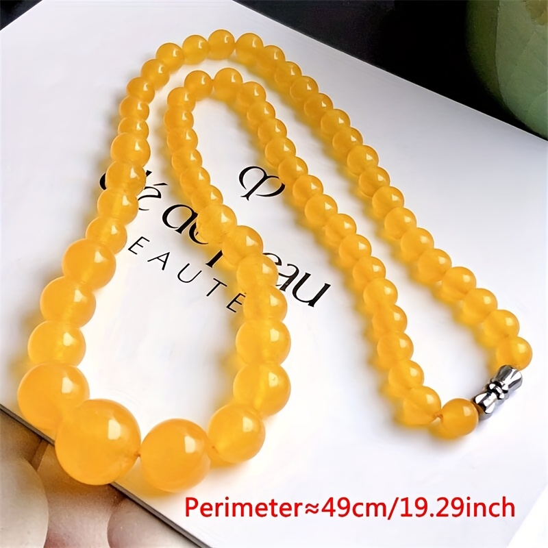 Yellow Agate & Chalcedony Bead Necklace - High End Jewelry