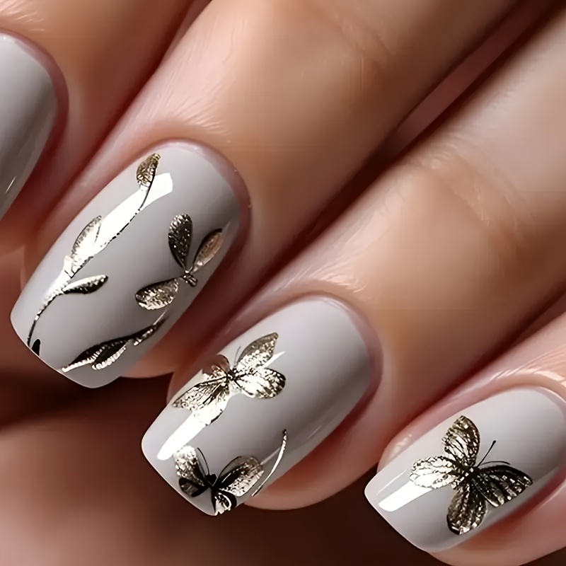 TEMU Upgrade Your Look With 24pcs Of Wearable Nail Patches, Easy Design, Pure And Desirable Floral Temperament, Versatile And Skin-tone Enhancing,