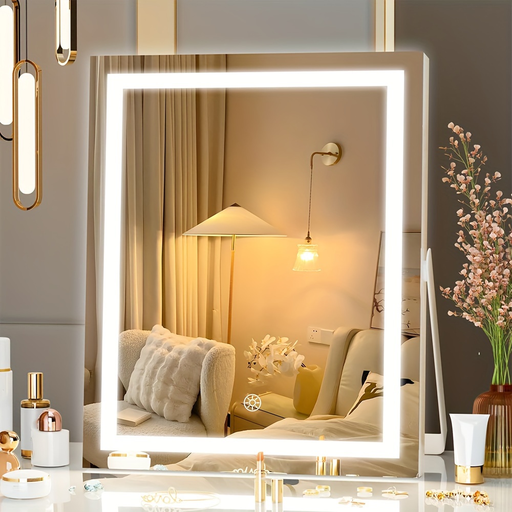 

Elegant Hasipu 10"x12" Led Vanity Mirror With Lights - Smart , Dimmable In 3 , 360° , Sleek Metal Frame, Ideal For Flawless Makeup Application, Hasipu