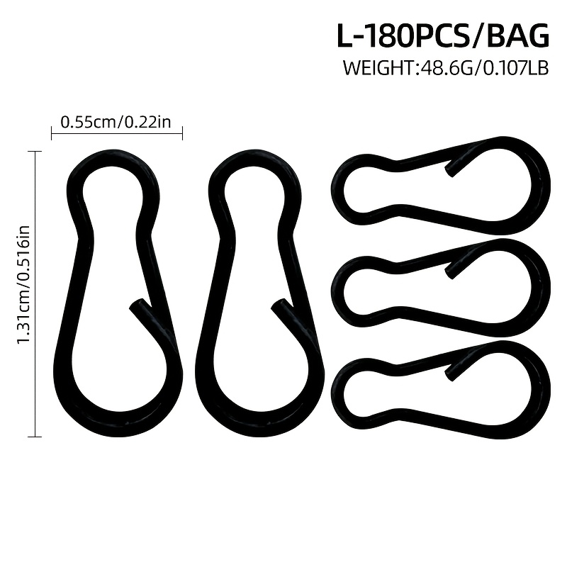 TEMU 80pcs/180pcs Connecteur à épingle de poire noire en acier inoxydable, rapide de pêche à la , accessoires de pêche