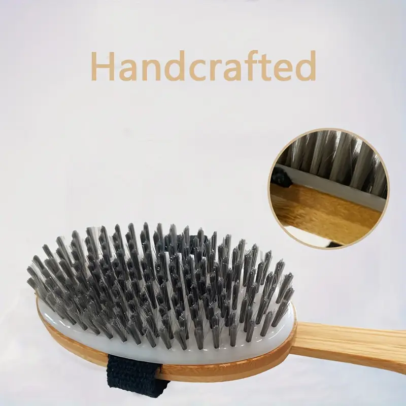 1 extra long curved handle lotus wood bristle round bath cleaning brush with lanyard design lazy family bathing magic Product details 2