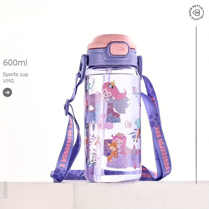 Image of 1pc, 600ml/20ozcute Cartoon Water Cup With Handle And Spout - Adult Portable Outdoor Drinking Water Bottle