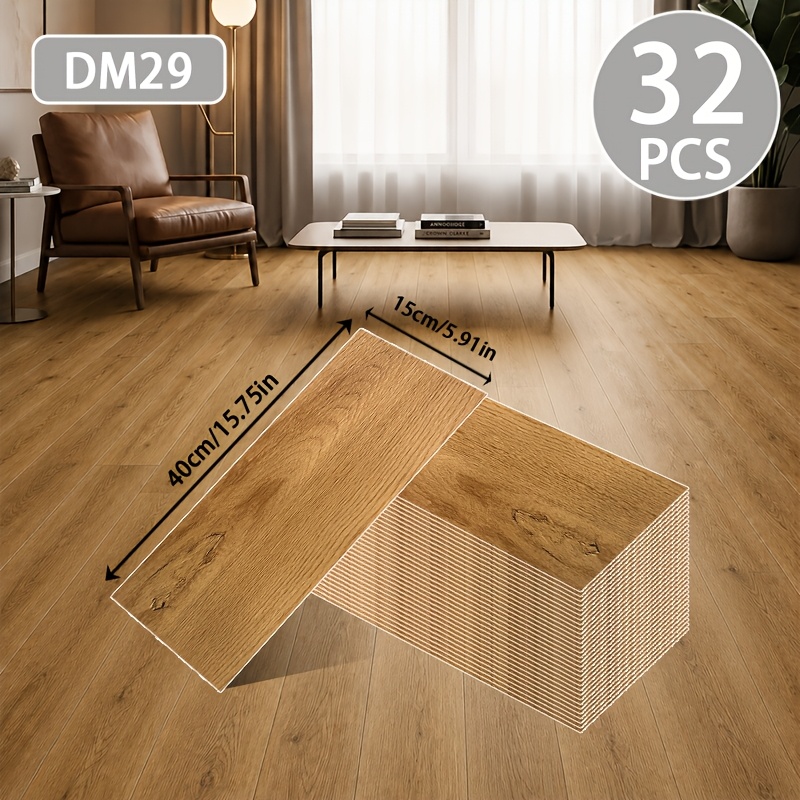 TEMU 32pcs, Self-adhesive Waterproof Grain Floor Sticker, Peelable, Easy To Remove, Wear-resistant And Waterproof, Self-adhesive Floor, Suitable For