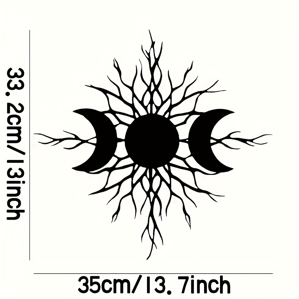 TEMU 2d Flat - A 2d Flat Metal Wall Decoration , Featuring A Celestial With The Sun And Branches. This Durable Indoor And Outdoor Wall Art Is Easy To