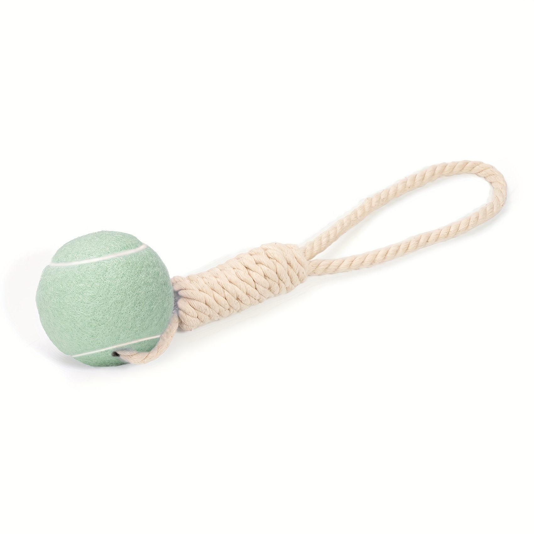 Image of 1pc Blend Rope Dog Toy With Tennis Ball Durable Chew-resistant Teeth For Interactive Training Recommended For All Breeds And Sizes