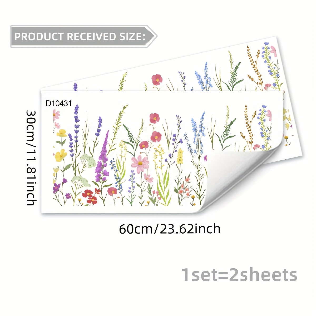 E-shop Zweierpack Kreative Einfarbige Wildblumen-Doppelseitige Glas-Staunähefolien für Schlafzimmer-, Wohn- und Flurfensterdekoration D10431