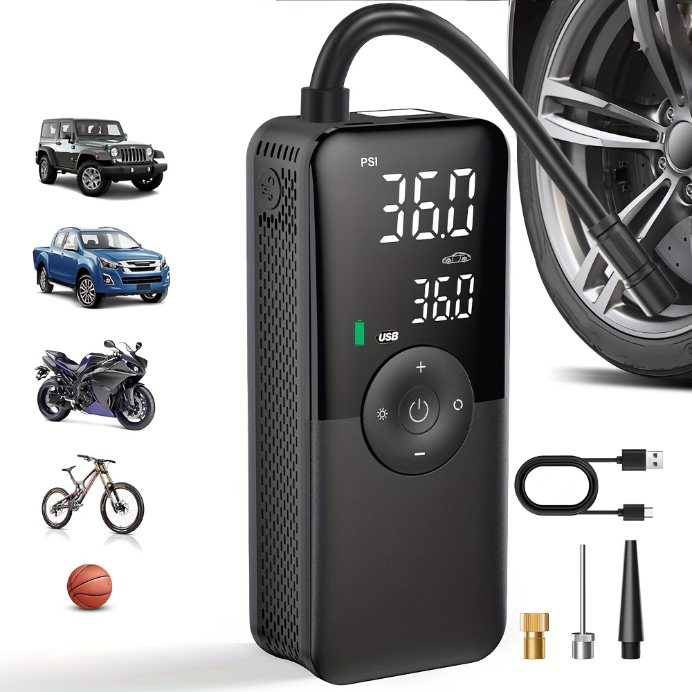 E-shop CaRSun Kabelloser Autokompressor Luftpumpe für Auto, Ball, Motorräder Fahrräder – Tragbarer Reifenaufblaser Elektrische Motorradpumpe Kompressor