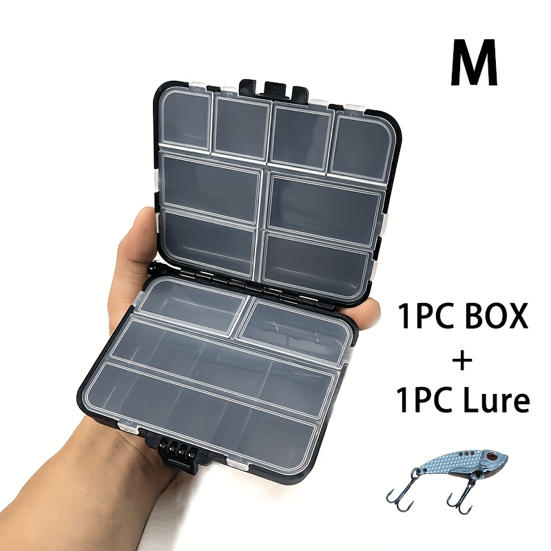 TEMU 2pcs Multi-style Fishing Gear Storage Box Set | Includes 1pc Multifunctional Storage Box And 1pc 7g Lure | Multi-compartment Design, Lightweight